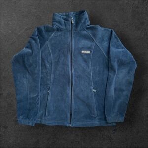 Columbia Full Zip Fleece Sweater Womens Large Jacket Blue Large Outdoor Hiking
